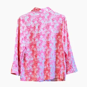 Emma James Size 14‎ Floral Button Down Shirt Peachy Pink 3/4 Sleeve Blouse thumbnail 4