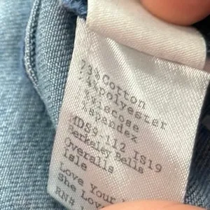 MuMu Blue Denim Flared Leg‎ Overalls Size Small thumbnail 12