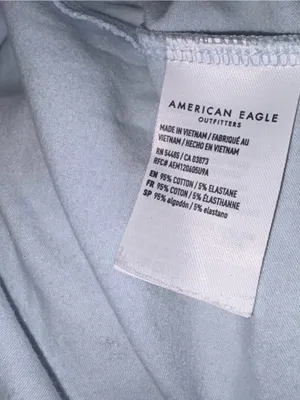 American Eagle Light Blue Tie-Shoulder Scoop Neck Crop Top Medium thumbnail 8