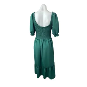 Hill House Home The Louisa Crepe Green Half Sleeve Smocked A Line Midi Dress M thumbnail 4