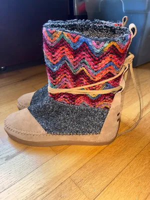 Cozy Multicolor Chevron Knit Tom’s Ankle Boots - Women thumbnail 3