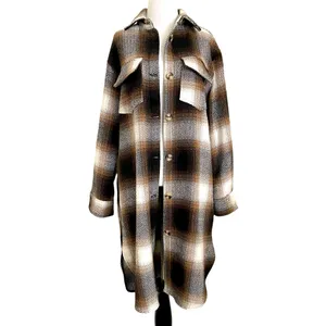 New Sweet Lovely by Jen Long Button Up Plaid Shacket M Brown Size M thumbnail 3