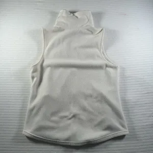 Chaps Vest Womens Large White Fleece Full Zip Pockets Mock Neck Buttons thumbnail 4