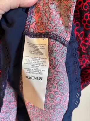 FREE PEOPLE Tabitha Smocked Mini Dress MEDIUM Red Navy Blue Floral thumbnail 15