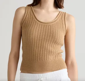 Quince Cotton Knit Vest Camel thumbnail 1