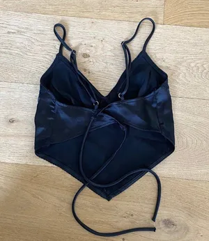 Rebelflow Havana Satin Crop Top in Black thumbnail 4