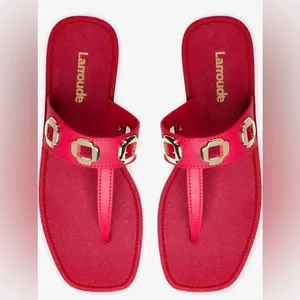 Larroudé Milan Slide‎ Cushioned Sandal (Women), Scarlett Red, Size 8/9, NWT thumbnail 4