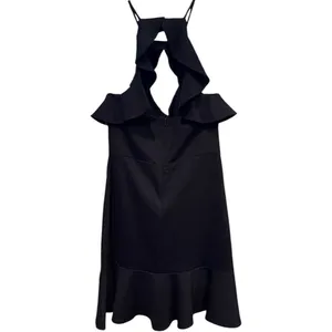 NWT Amanda‎ Uprichard Cia Mini Dress Fluttery Ruffle Navy Blue Size Large NWT thumbnail 5