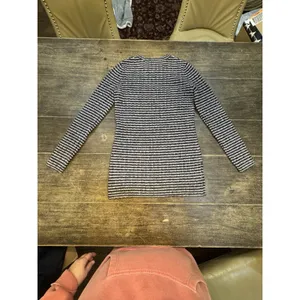 Theory Blue Gray Striped Texture Rib Stretch Sweater Crewneck Size Small thumbnail 5