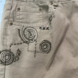 Hearts‎ of Palm Embellished Khaki Wide Leg Pants 16 Boho Indie Cottagecore Y2K thumbnail 5