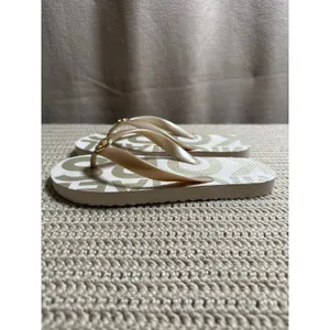 Michael Kors Women 7M Champagne Gold MK Logo Designer Flip Flop Sandals Summer thumbnail 4