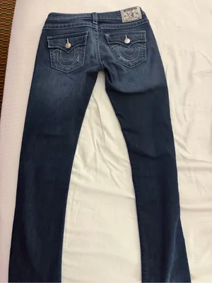 True Religion Women's Straight Leg Jeans in Dark Blue Wash thumbnail 4