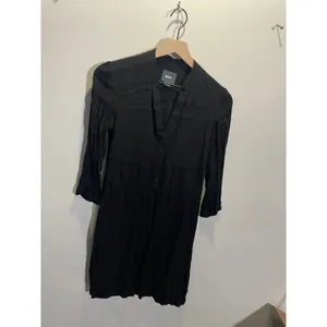 Maeve Mini Dress Women 2 Black Pleated Sleeve Mandarin‎ Collar Shift Boho Chic thumbnail 2