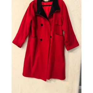 Mario De Pinto Vintage Red Wool Blend Double‎ Breasted Long Coat Womens USA Made thumbnail 9