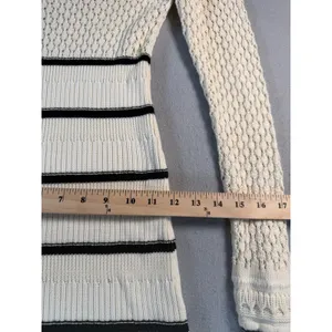 Kivari Cream Black Striped Ruffle Knit Maxi Dress Long Sleeve Size US 4 thumbnail 8