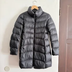 UNIQLO | Black Puffy Down Long Length Funnel Neck Jacket | Small thumbnail 2