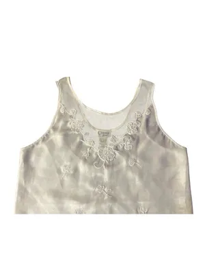 White Beaded Camisole Tank Top Womens M Sleeveless Elegant Used Embroidery thumbnail 12