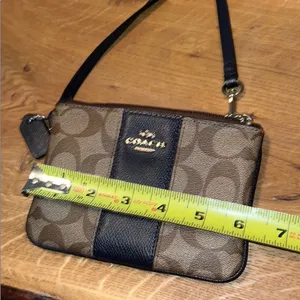 Coach Tan and Black Wristlet with Gold Accents thumbnail 5