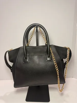 Michael Kors Avril Small Black Pebbled Leather & Suede Satchel thumbnail 6
