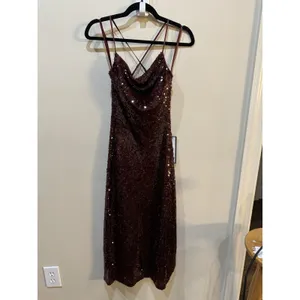 Alex & Sophia Juniors' Sequined Mesh Midi Dress Burgundy Size XXS $99‎ Red Slim thumbnail 4