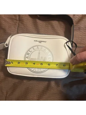 Karl Lagerfeld Paris Medallion Crossbody With Adjustable Strap White Bag thumbnail 9