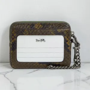 Coach Zip Card Case With Snake Print in Olive Multi CCO20 thumbnail 2