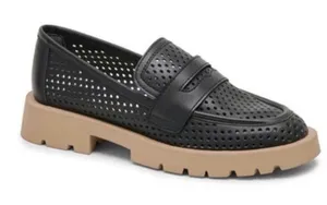 Dolce Vita Black‎ Perforated Leather Lug Sole Penny Loafers Size 8.5 thumbnail 1