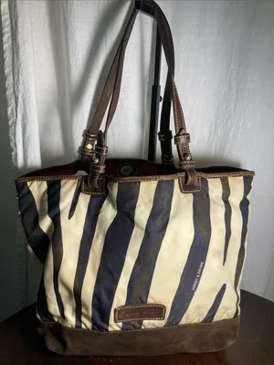Dooney & Bourke Stripe Print Tote with Brown Trim thumbnail 1