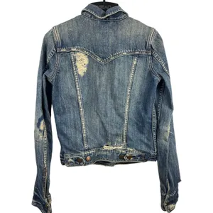 Abercrombie & Fitch Denim Highly Distressed Grunge Y2K Look Jacket Sz S thumbnail 2