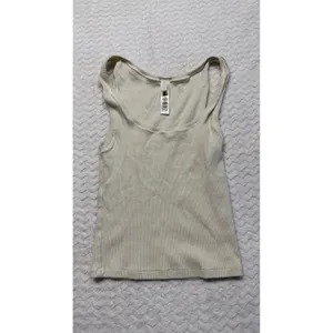 Skims Cotton Rib Tank Bone Off White Scoop Neck Sleeveless Ribbed Top Small thumbnail 2