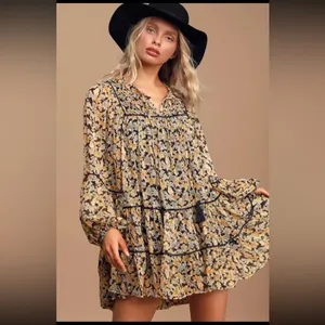 Free‎ People Swinging Sheer Floral Print Dress Mini Dress size medium thumbnail 5