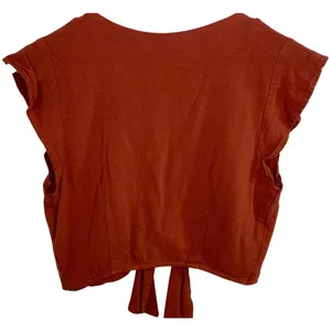 Abercrombie & Fitch Rust Orange Red V-Neck Short Sleeve Ruffle Crop Top Size S thumbnail 3