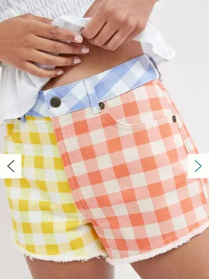 Farm Rio Anthropologie Gingham Two-Tone Shorts thumbnail 1