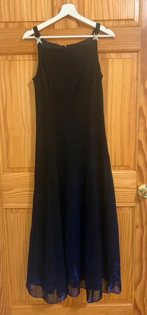 Vintage 90s Betsy & Adam Blue Glitter Prom Dress Size 8 thumbnail 1