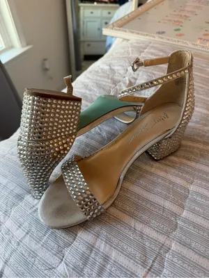 Betsey Johnson Silver Crystal Ankle-Strap Block Heel - 7.5 thumbnail 4