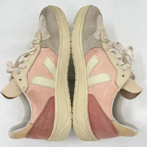 VEJA V-10 Multico Nude Colorblock Sneakers Suede Leather Pink Blue Cream Size 8 thumbnail 3