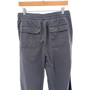 GAP‎ Khaki Ribbed Wide Leg Pull On Pants Cropped Lounge Minimalist Soft Black M thumbnail 6