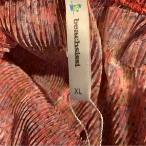 BEACHSISSI Coral Red Floral Spaghetti Strap Dress size XL thumbnail 8