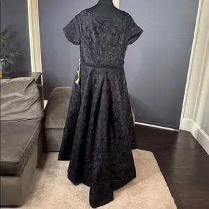 Women’s Black Satin & Lace Hi Low Prom Party Dress Beading Detail Size 18 NEW thumbnail 6