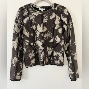 Oli & Hali Bohemian Cotton Ribbed Foliage Washed Brown Long Sleeve size medium thumbnail 3