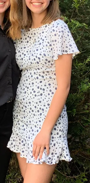 White And Blue Floral Backless Dress thumbnail 4