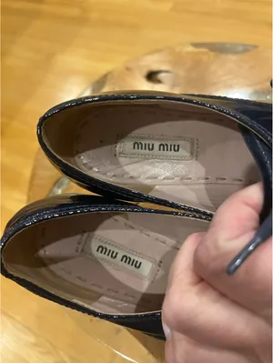 Miu Miu Navy Patent Leather Oxford Shoes Sz36 thumbnail 8