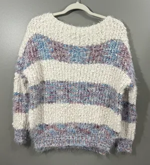 Altar'd State Eyelash Striped Fuzzy Sweater M/L thumbnail 1