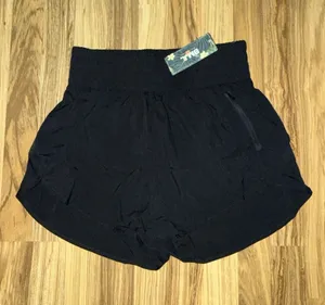 BMJL NEW Women's Sz M Medium High Waisted Athletic Shorts‎ Zipper Pocket Black thumbnail 1