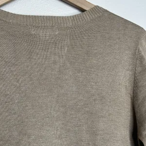Joseph A. Fringe Knit Sweater Sz L Tan Taupe Boho Festival Indie Cottage thumbnail 4