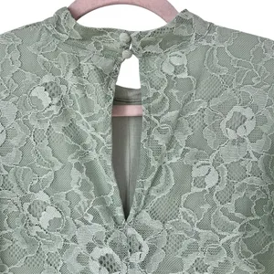 Anthropologie Maeve Green Lace‎ Mini Dress Women’s Large Mock Neck Sleeveless thumbnail 7