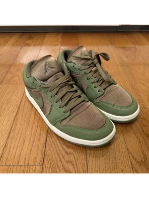 Size 8.5 US Air Jordan 1 Low SE Olive Brown Kelp FB9893-300 Green Brown Leather thumbnail 10