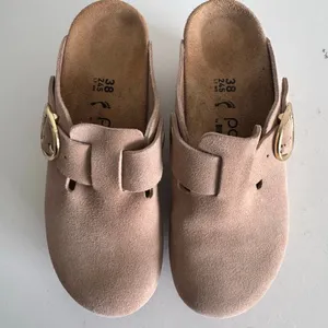 Birkenstock Papillio Fanny Suede Wedge Clogs Warm Sand Size 38 NEW thumbnail 6