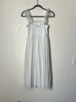 Lulu’s Divine Invitation white Tulle Swiss Dot Ruffled Midi Dress size XS thumbnail 9