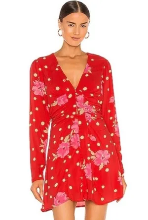 Free People women’s date night mini dress in strawberry thumbnail 1
